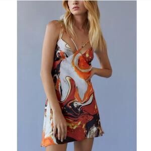 Urban Outfitters Slip Dress Mini Strappy Cutout Large Multicolor Y2K